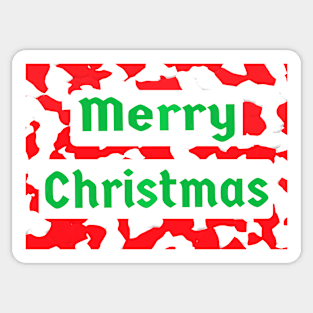 Merry Christmas Red and White Peppermint Candy Cane with Green Letters Sticker